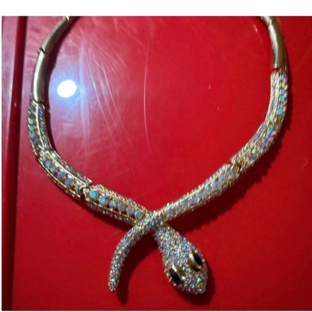 Snake Rhinestone Encrusted Sparkling Eyecatching Necklace Bling For Your Neck